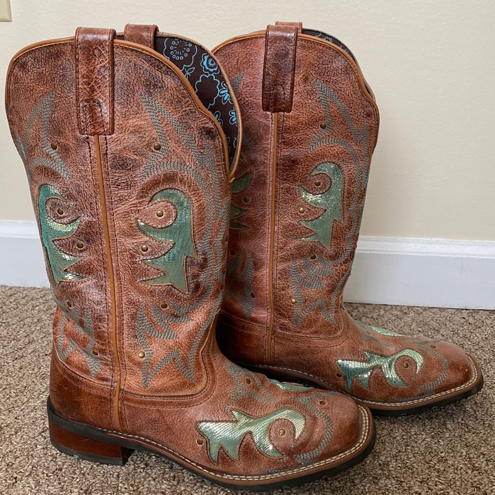 Laredo Leather Sequin Cowboy Boots